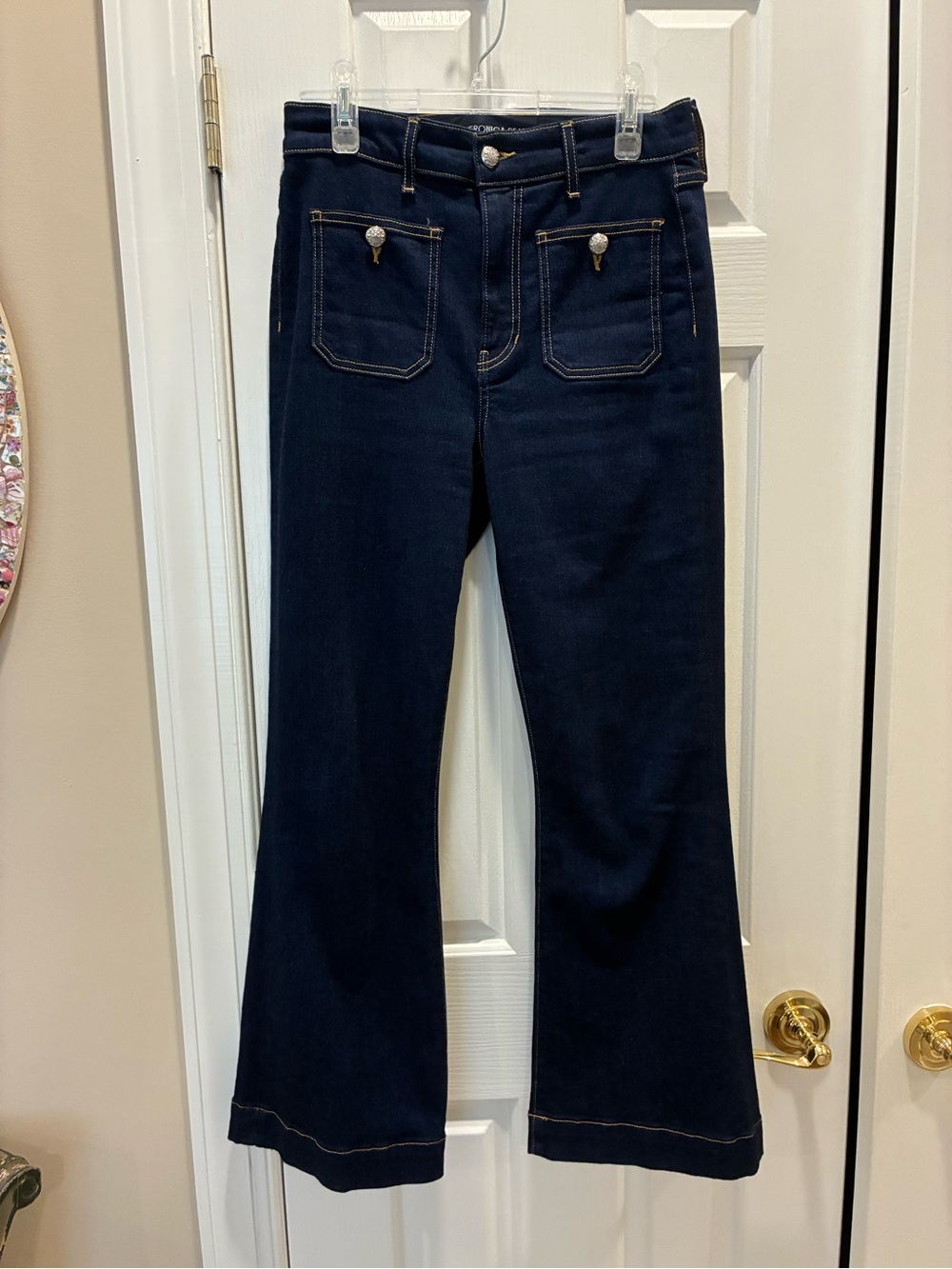 Veronica Beard Carson Flared Patch Pocket Jeans